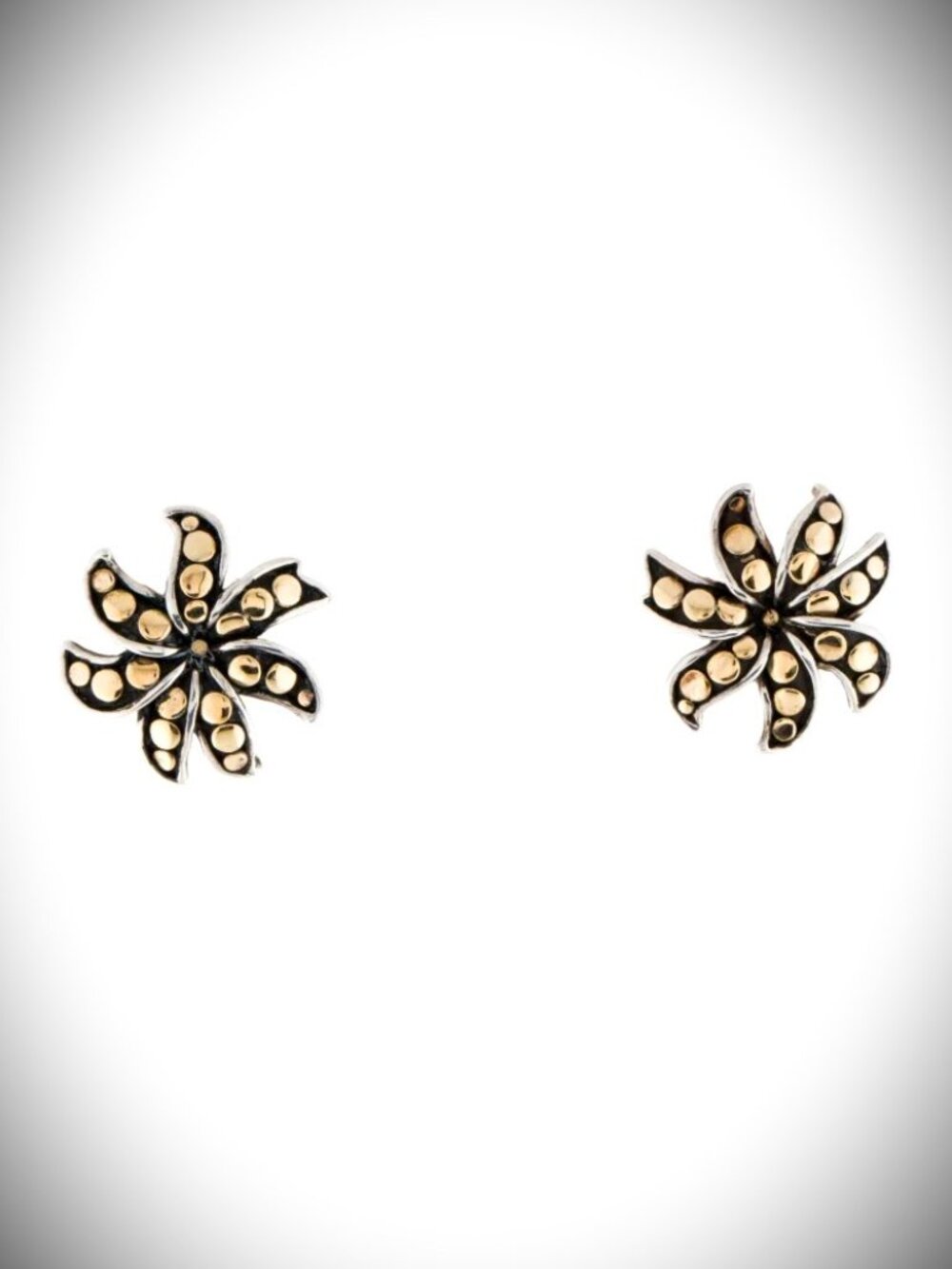 JOHN HARDY Rare Ayu Jasmine Sterling Silver 18K Gold Stud Earrings